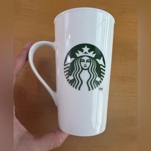 2014 White Starbucks ceramic mug, 16 oz
